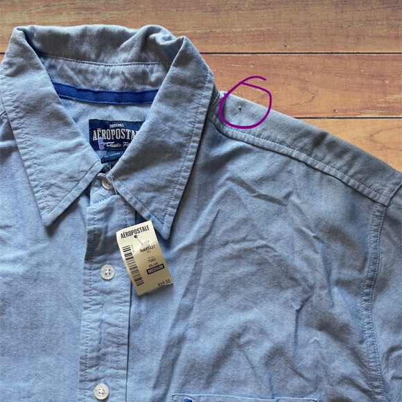 NWT Aeropostale Light Blue Button Down Dress Shirt - Picture 3 of 6